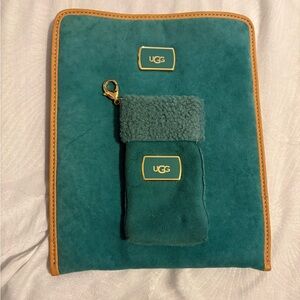 UGG Turquoise Suede Tablet Sleeve with Pouch